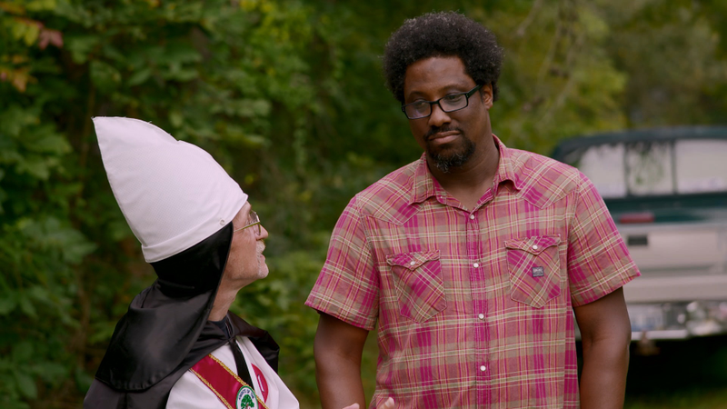 A Klansman with W. Kamau Bell in United Shades of America (courtesy of the Sundance Institute)